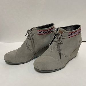 TOMS grey suede booties 8.5